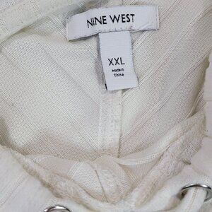 Nine West XXL hooded pullover lined sweater silver details relaxed fit